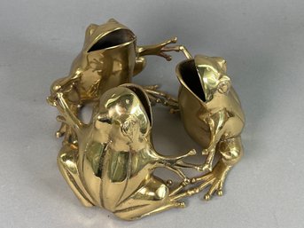 Vintage Brass Frog Decor