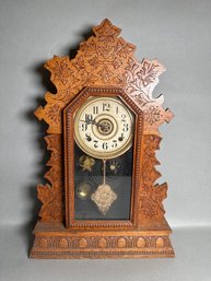 Antique 'The Joyce' Gingerbread Mantle Clock By Joyce Bros And Company With Key