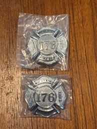 Vintage Set Of Wading River Firemans Badge And Hat Badge New