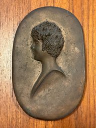 Rare Antique Bronze/Brass Sculpture Henrietta Von A. Maxwell 1925 Portrait Plaque