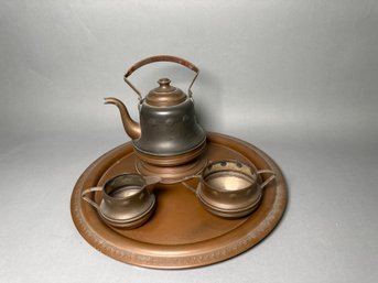Beautiful Vintage Copper Tea Set With Tray