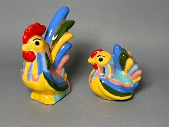 Vintage Signed Hand Painted Chicken Salt & Pepper Shakers
