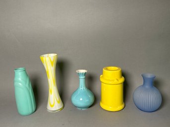 Vintage Baby Bottle & Colored Glass/ceramic Vases