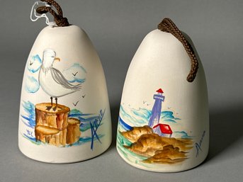 Hand Painted 'Sandstone' Bells, Signed Anna, Never Used