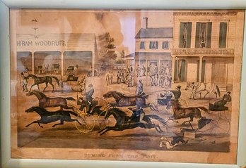 Thomas Worth 'Coming From The Trot' 1869 Antique Hand-colored Framed Lithograph