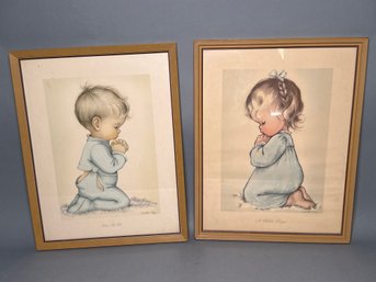 Vintage Charlot Bui 'A Childs Prayer' & 'Bless Us All' Framed Prints