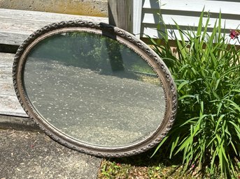 Vintage Heavy Weighted Oval Mirror