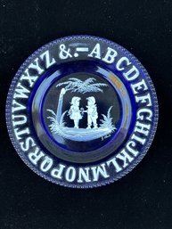 Vintage  Mary Gregory Cobalt Blue Alphabet Plate 7