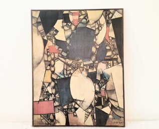 Leger Abstract Lithographic Reproduction, Framed