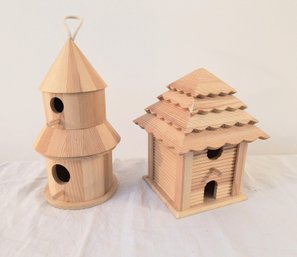 2 Wood Birdhouses, Can Be Stained Or Painted