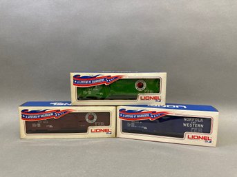 NIB Lionel Trains: N&w & NP Box Car Trains, 9205, 9214 & 9204