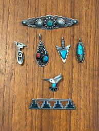 Lot 7 Pieces Of Native W Jewelry Pins Pendants Brooches (1)