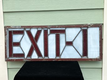 Large Antique Stained Glass Exit Sign