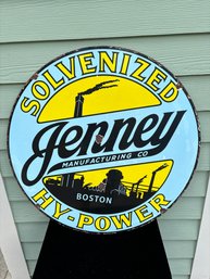 Rare Jenney Porcelain Solvenized Hy-Power Oil Gas Company Advertising Sign