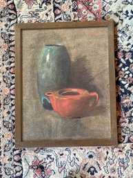 Beautiful Mixed Media Still Life Painting On Paper Signed Voorhies.