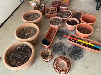 Collection Of Flower Pot Planters: Ceramic, Terra Cotta And Faux Terra Cotta, Cast Iron Plant Stands