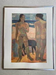 Framed Gauguin 16.5x20.5 Picture Nude Metal Frame And Glass