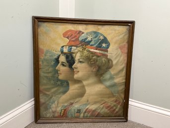 Antique WWI Era Patriotic 'American Twins' Framed Print