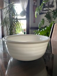 White Milk Glass Ribbed Sides Mixing Bowl