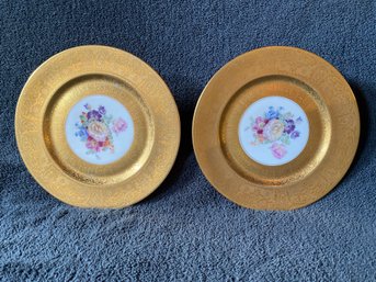 2 Bavaria Antique Fine China Plates 11in Selb Heinrich And Co German