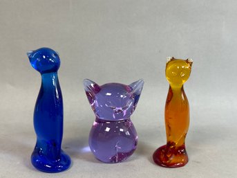 Collection Of Colorful Glass Cat Decor