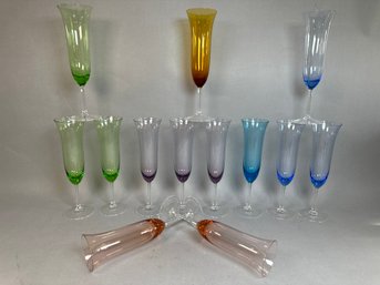 Beautiful Colorful Glass Flutes With Flared Rims