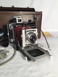 Graflex Century Graphic 2 X 3 Press Camera With Flash, Acces, And Original Case