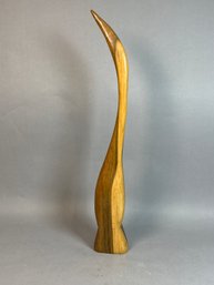 Tall MCM Wooden Hand Carved Bird Decor