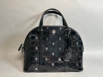 A Beautiful Coach 'Peyton' Black Embossed Patent Leather Two Way Bag