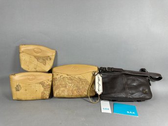 The Sak Brown Leather Bag & Allan Edward World Map Nesting Bags