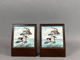 Hand Painted Duck Bookends By Vosmansky