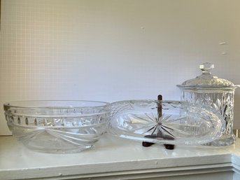 Cut Crystal, Candy Dish, Nut Bowl And Jar