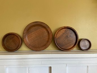 Lot 3 - Local Artist Signed Handmade Lathe Turned Walnut Hardwood Trinket Dish 4 Beautiful Pieces