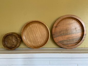 Lot 4 - Local Artist Signed Handmade Lathe Turned Hardwood Trinket Dish 3 Beautiful Pieces