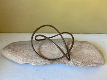 A Rock And Sculpted Brass Wire Home Decor Unique Piece