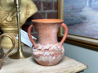 Beautiful Signed Native American Hand Painted Pottery Pitcher