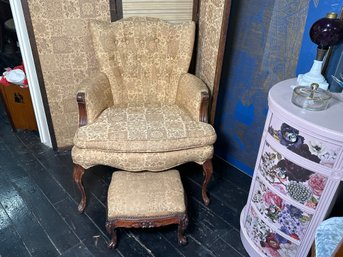 Gorgeous Antique Upholstered Chair & Footstool