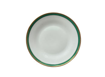 Beautiful Set Of 7 Plates By Richard Ginori Italy Palermo Green With Gold Trim - 4 Dinner Plates