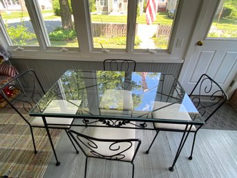 Wrought Iron Patio Table And Chairs 28x48x30 Glass Top Clean Enclosed Porch Used