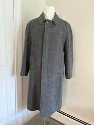 Brooks Brothers Trench Coat Reversible, Herringbone Wool Cotton Trench Coat Size Small