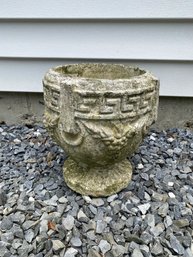 Cement Cast Urn 10x10in Vintage Planter