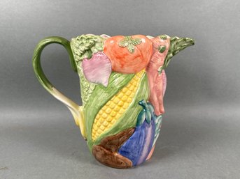 Large Vintage Fitz & Floyd Vegetable Design Pitcher