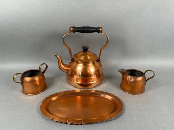 Vintage Copral Copper Tea Pot, Made In Portugal