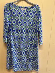 Jude Connally Soft Nylon Shift Dress With Geometric Diamond Pattern - Size XL