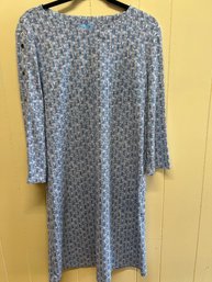 J. Mclaughlin Nylon Knit Long Sleeve Summer Dress With Blue Weave Pattern - Size XL