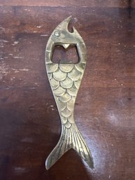 MCM Brass Figural Fish Bottle Opener