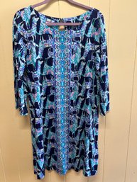 Lilly Pulitzer Soft Nylon Dress With Blue Pattern Print - Size XL