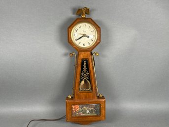 Vintage United Clock Company Banjo Clock With Eagle Finial