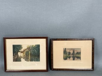 Vintage Pencil Signed Smith 'Natures Mirror' & S Lams (?) Framed Prints