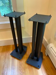 Speaker Stands Heavy Duty Metal 25in Tall Tubular With Wore Pass Through Space Audiophile Gear For Great Sound